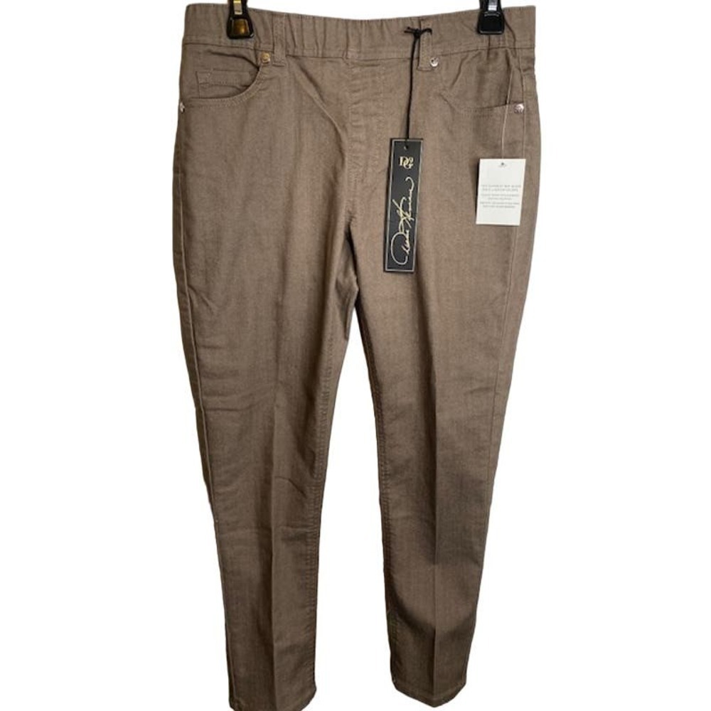DG2 By Diane Gilman Womens Brown Straight Leg Stretch‎ Jeans Petite Small NWTs
